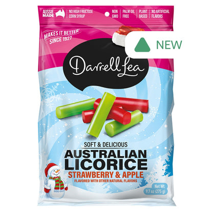 Wholesale Darrell Lea Christmas Strawberry Apple Australian Licorice 9.7 Oz Bag- Bulk