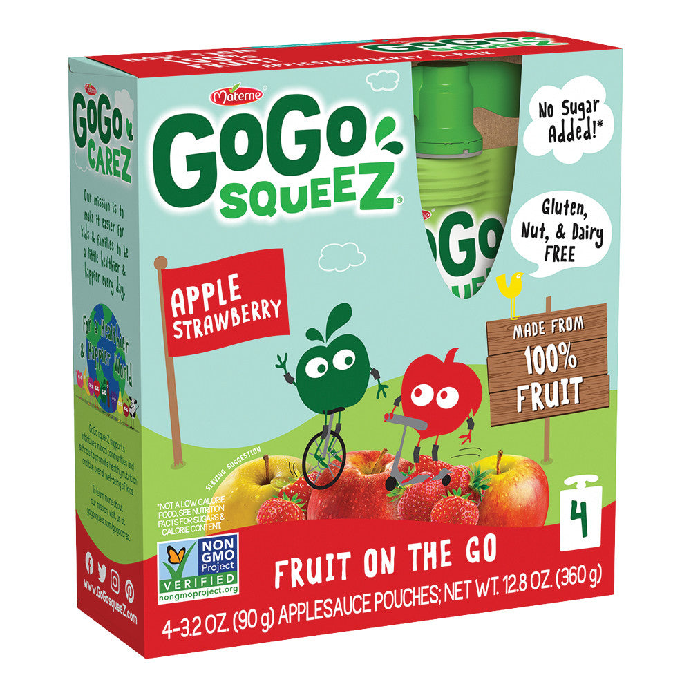 Wholesale Gogo Squeeze Apple Strawberry Applesauce On The Go 4 Pack 3.2 Oz Box- Bulk