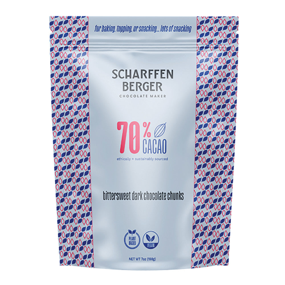 Wholesale Scharffen Berger 70% Cacao Bittersweet Dark Chocolate Chunks 7 Oz Pouch- Bulk