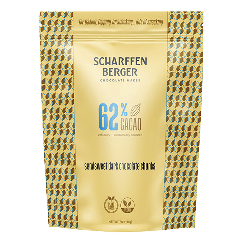 Wholesale Scharffen Berger 62% Cacao Semisweet Dark Chocolate Chunks 7 Oz Pouch- Bulk