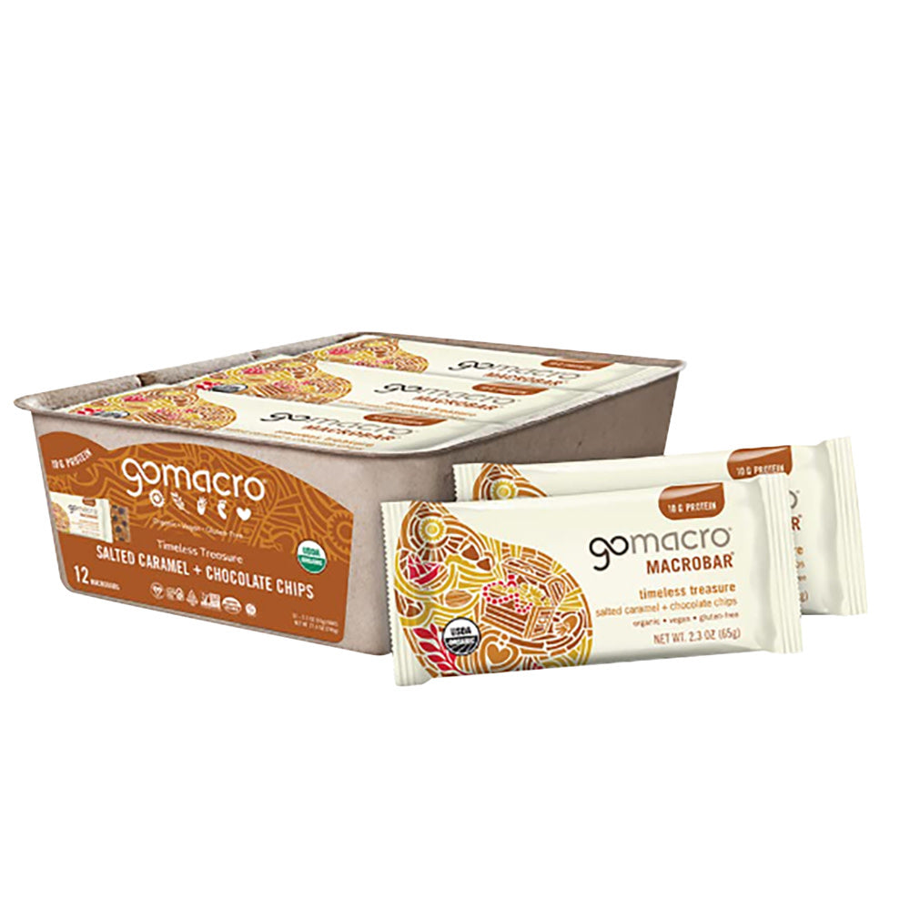 Wholesale Gomacro Salted Caramel & Chocolate Chip 2.3 Oz Bar- Bulk
