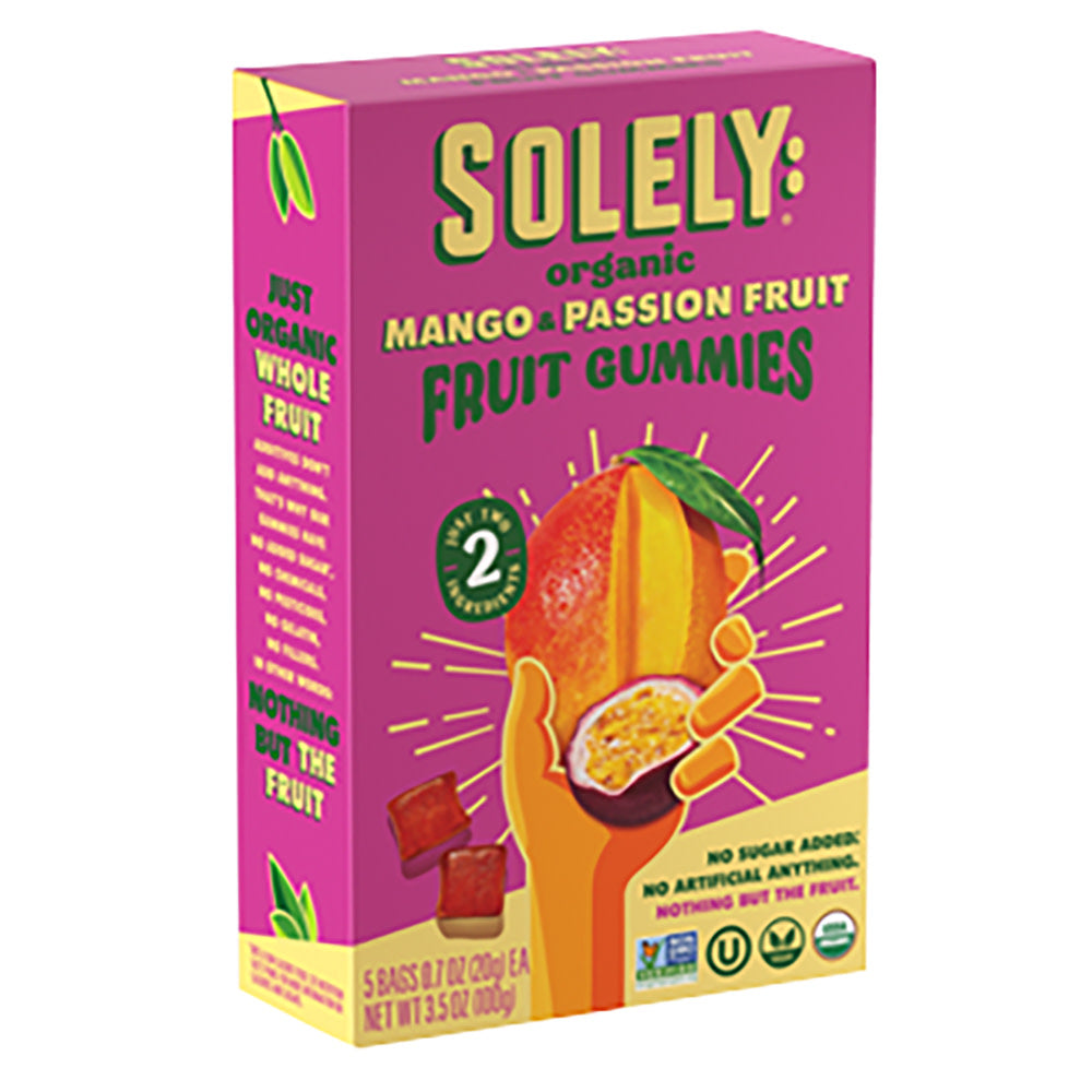 Wholesale Solely Organic Mango & Passionfruit Fruit Gummies 5 Count 3.5 Oz Box- Bulk