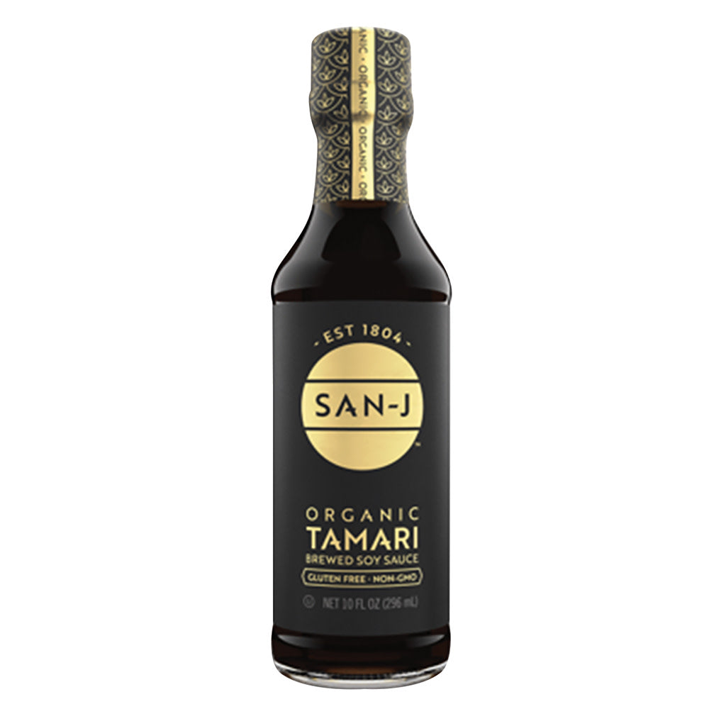 Wholesale San-J Gold Label Organic Tamari Brewed Soy Sauce 10 Oz Bottle- Bulk
