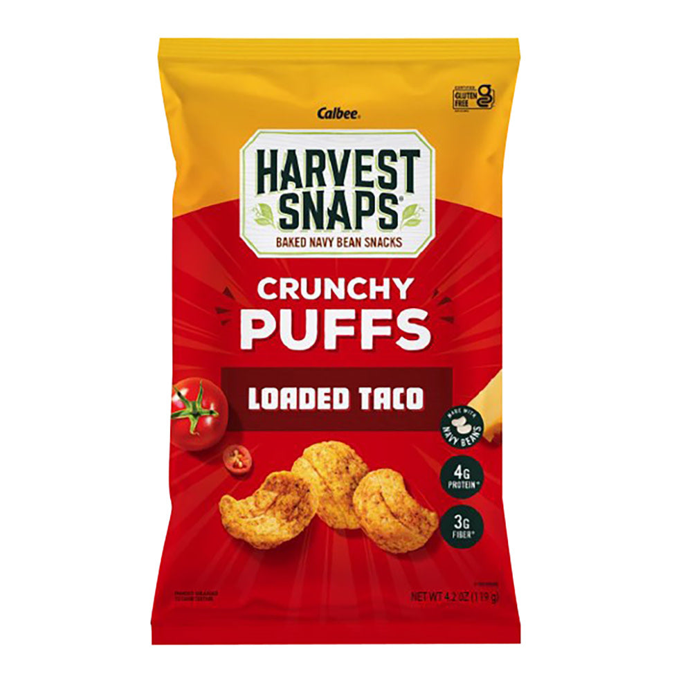 Wholesale Calbee Harvest Snaps Loaded Taco Crunchy Puffs 4.2 Oz Bag- Bulk