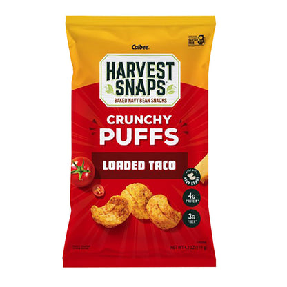 Wholesale Calbee Harvest Snaps Loaded Taco Crunchy Puffs 4.2 Oz Bag- Bulk