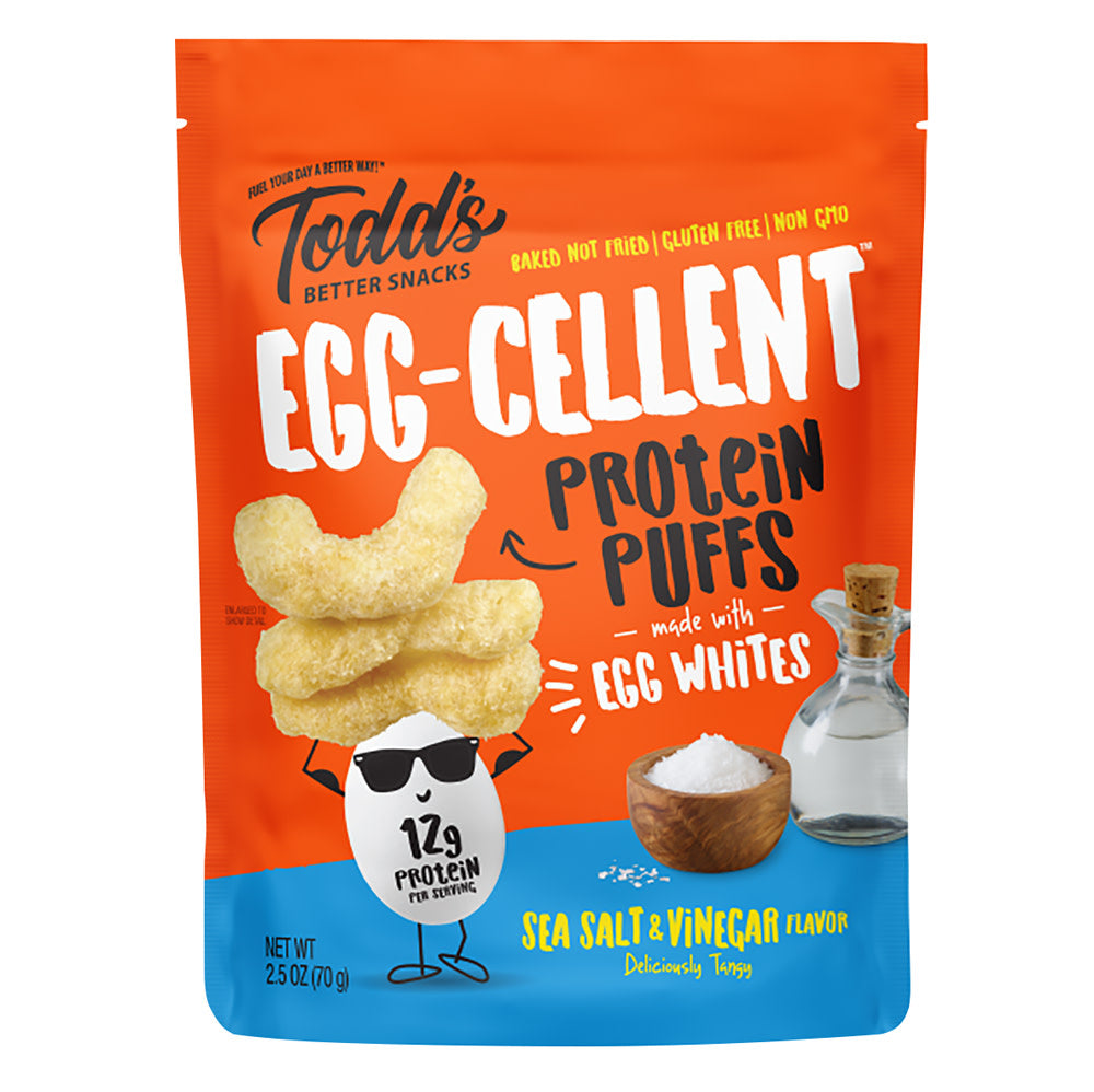 Wholesale Todd’S Egg-Cellent Protein Puffs Sea Salt & Vinegar 2.5 Oz Bag- Bulk