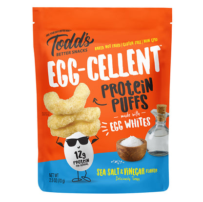 Wholesale Todd’S Egg-Cellent Protein Puffs Sea Salt & Vinegar 2.5 Oz Bag- Bulk