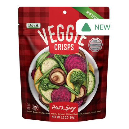 Wholesale Dj&A Veggie Crisps Hot & Spicy 3.2 Oz Pouch- Bulk