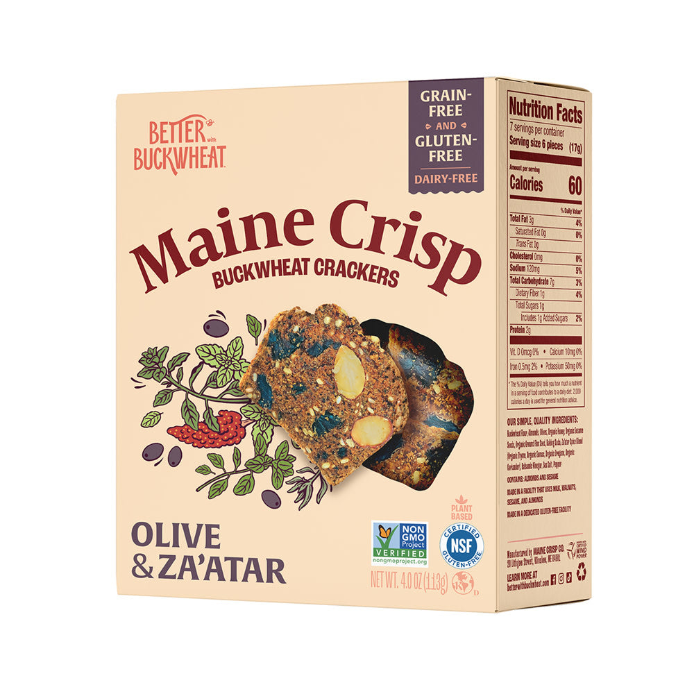 Wholesale Maine Crisp Buckwheat Crackers Olive & Za Atar 4 Oz Box- Bulk