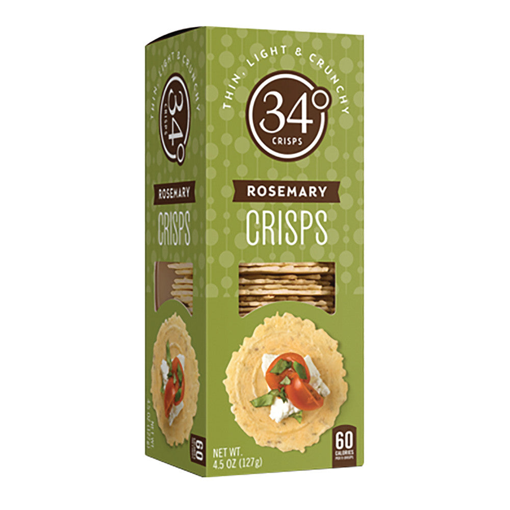 Wholesale 34 Degrees Rosemary Crisps 4.5 Oz Box- Bulk