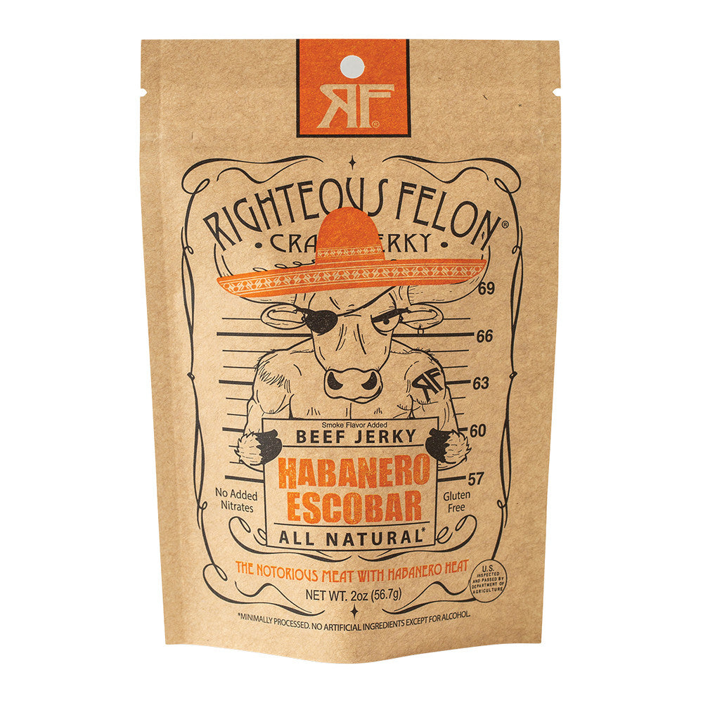 Wholesale Righteous Felon Habanero Beef Jerky 2 Oz Pouch- Bulk