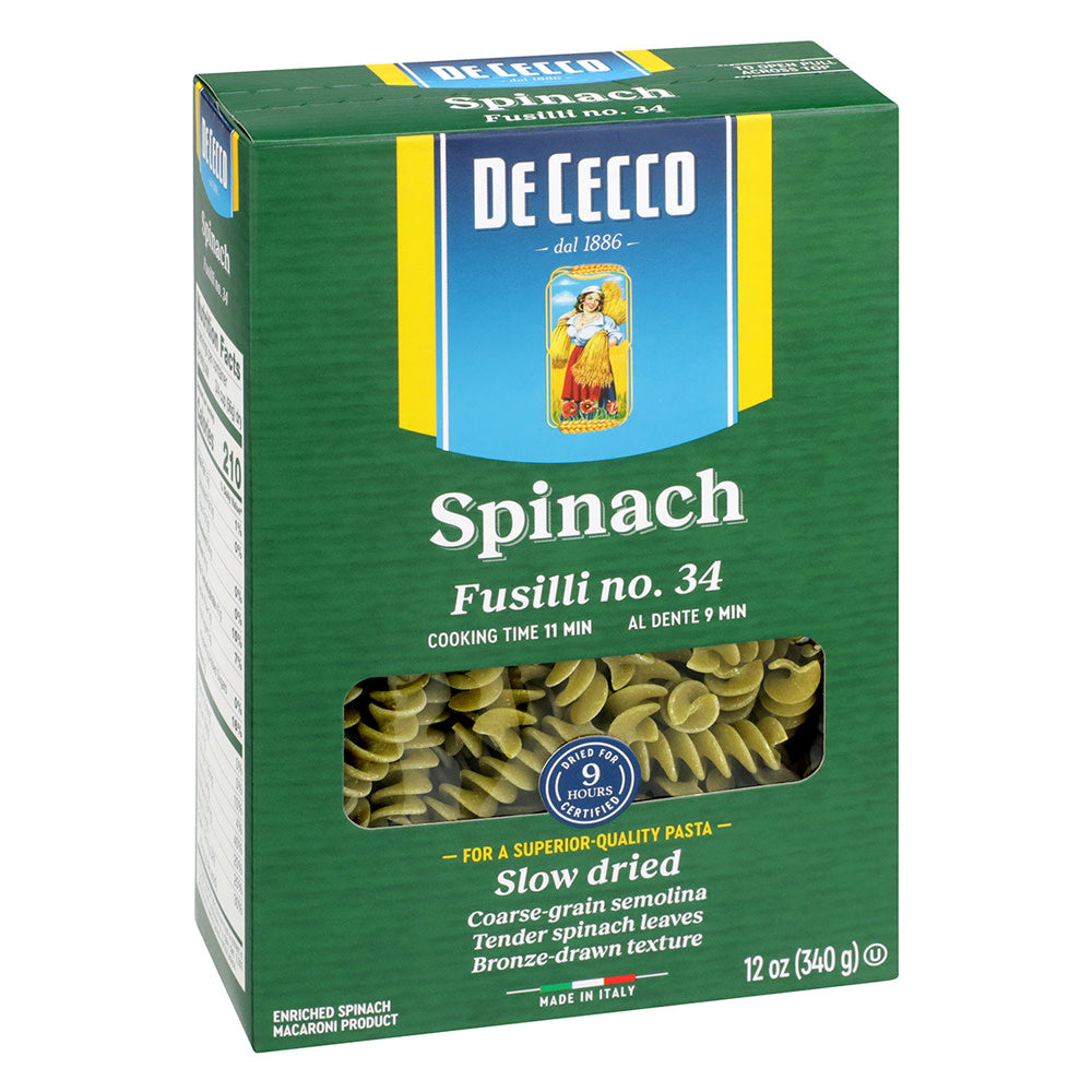 Wholesale De Cecco Fusilli With Spinach Pasta 12 Oz Box- Bulk
