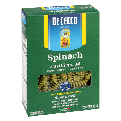 Wholesale De Cecco Fusilli With Spinach Pasta 12 Oz Box- Bulk