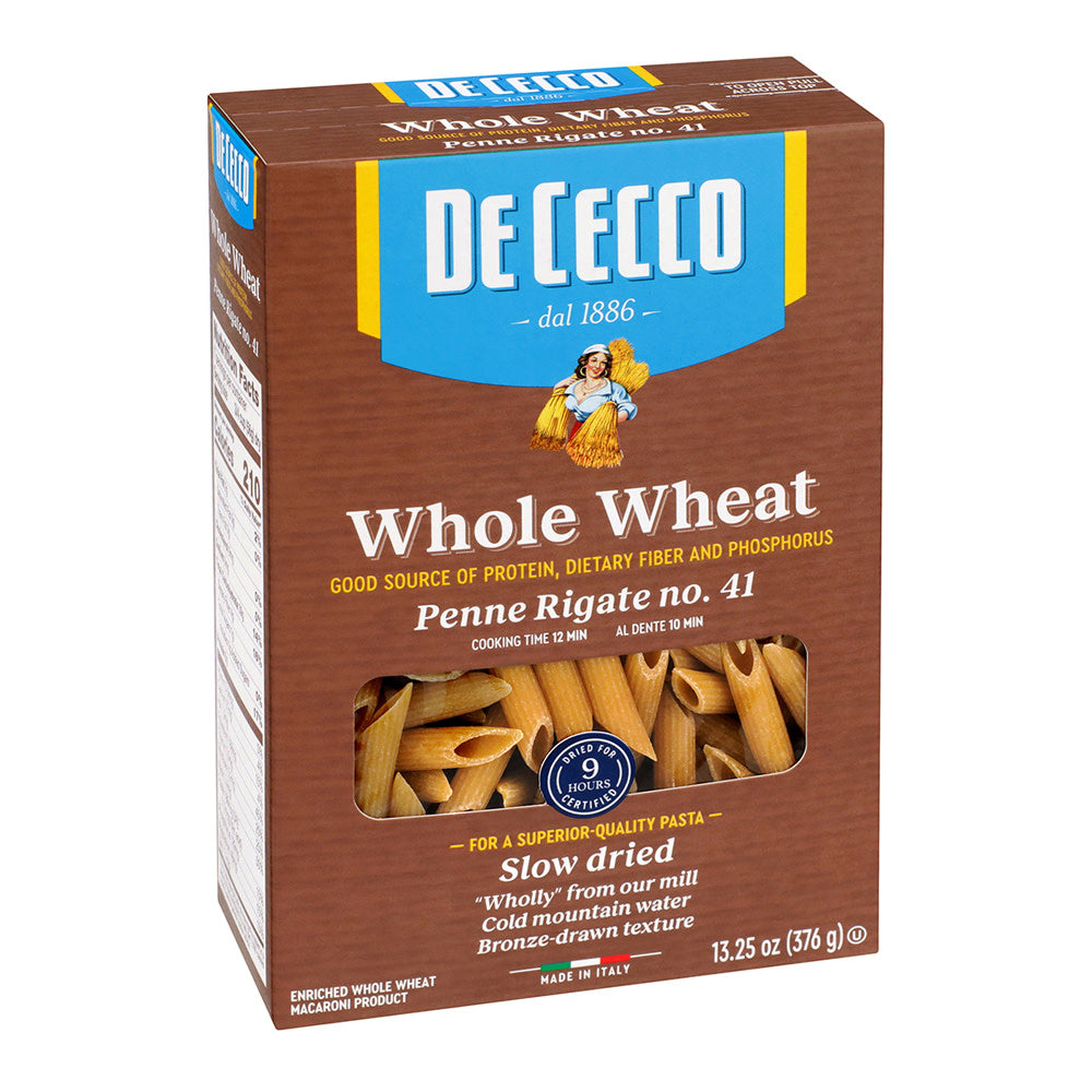 Wholesale De Cecco 100% Whole Wheat Penne Rigate Pasta 13.25 Oz Box- Bulk