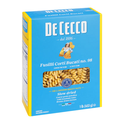 Wholesale De Cecco Fusilli Corti Bucati Pasta 16 Oz Box # 98- Bulk