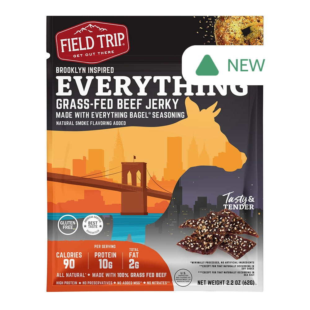 Wholesale Field Trip Everything Bagel Beef Jerky 2.2 Oz Peg Bag- Bulk