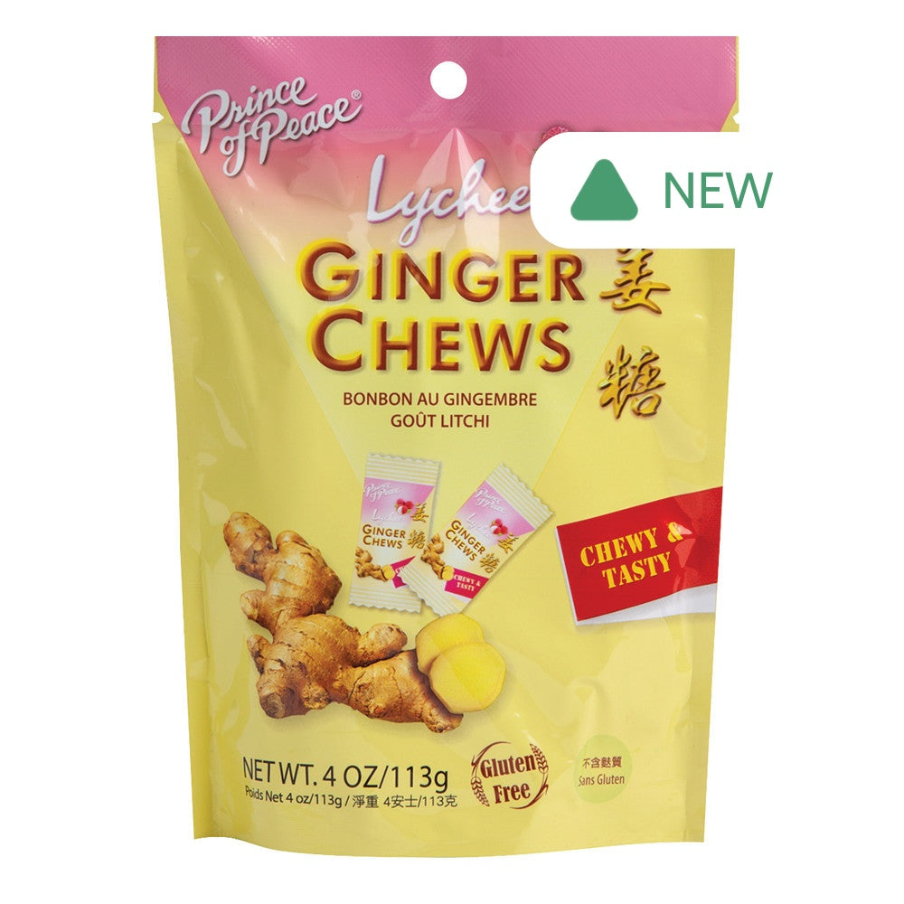 Wholesale Prince Of Peace Lychee Ginger Chews 4 Oz Pouch- Bulk
