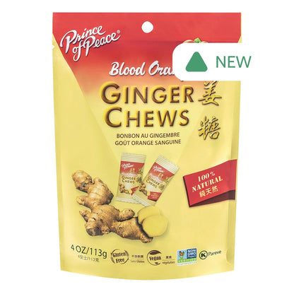 Wholesale Prince Of Peace Blood Orange Ginger Chews 4 Oz Pouch- Bulk