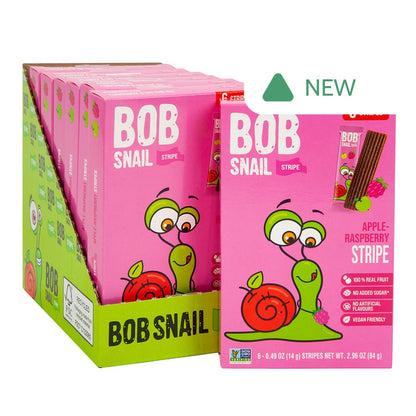 Wholesale Bob Snail Apple Raspberry Fruit Stripe 2.96 Oz 6 Count Box- Bulk