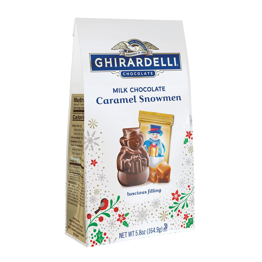 Wholesale Ghirardelli Milk Chocolate Caramel Snowmen 5.8 Oz Bag- Bulk