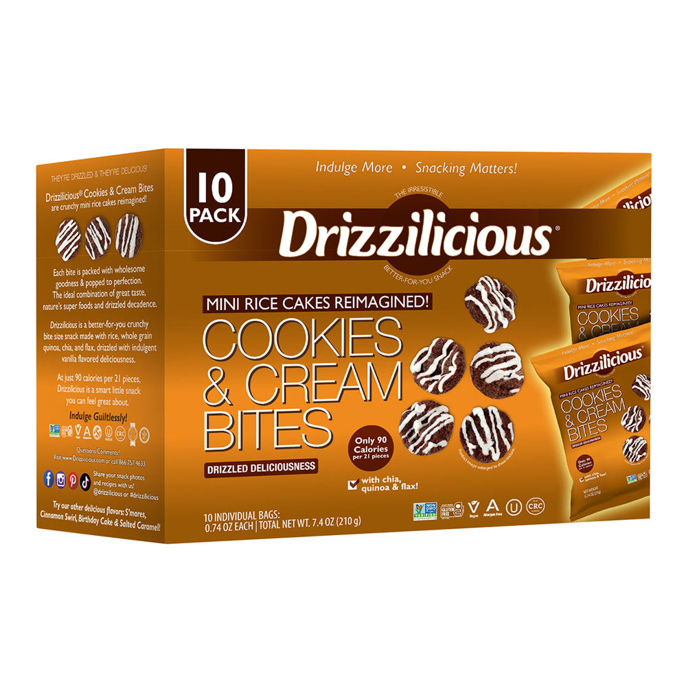 Drizzilicious Drizzle Bites Cookies & Cream 10 Count 7.4 Oz Box