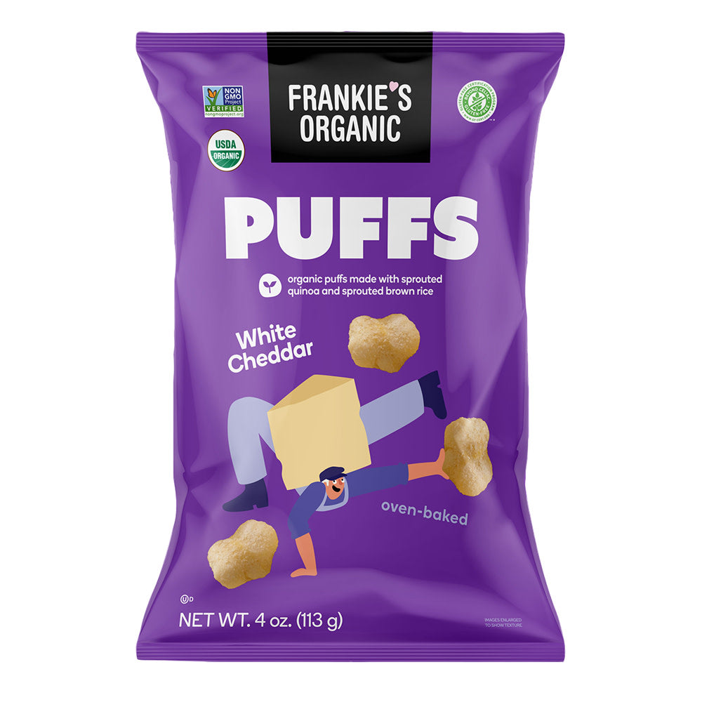 Wholesale Frankie'S Organic White Cheddar Puffs 4 Oz Bag- Bulk
