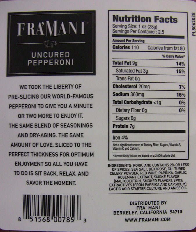 Wholesale Fra' Mani Sliced Pepperoni- Bulk