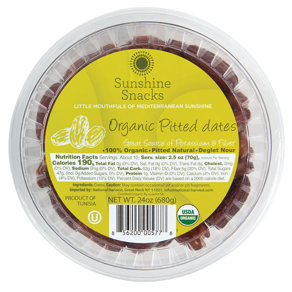 Wholesale Organic Imported Pitted Dates 24 Oz Tub- Bulk
