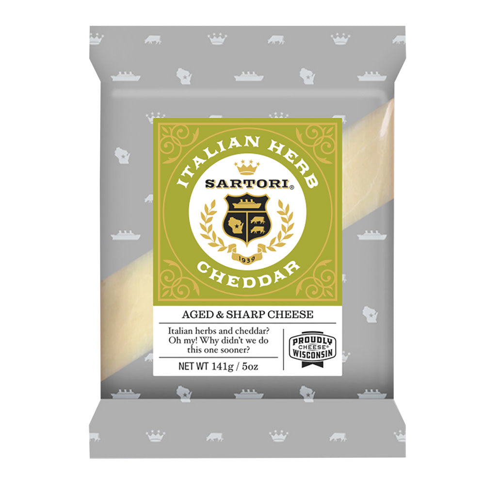 Wholesale Sartori Italian Herb Cheddar Cuts 5 Oz Bag- Bulk