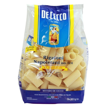 Wholesale De Cecco Case Rigatoni Napoletani Pasta- Bulk
