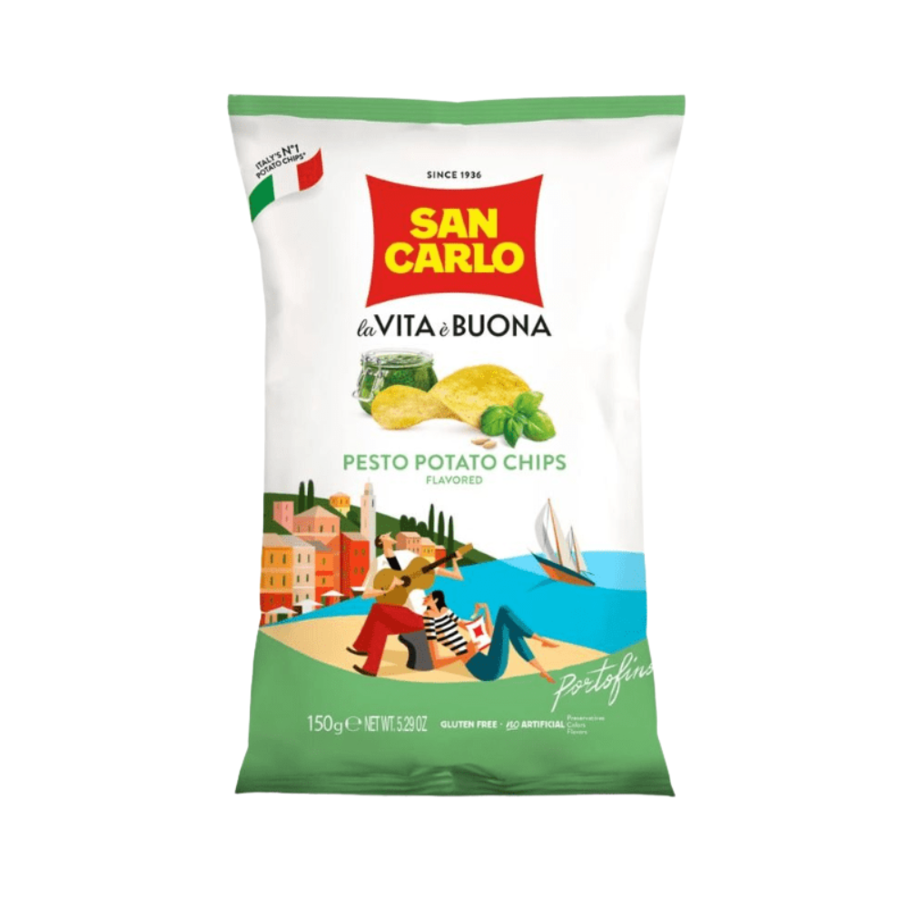 Wholesale San Carlo Case Italian Pesto Potato Chips- Bulk