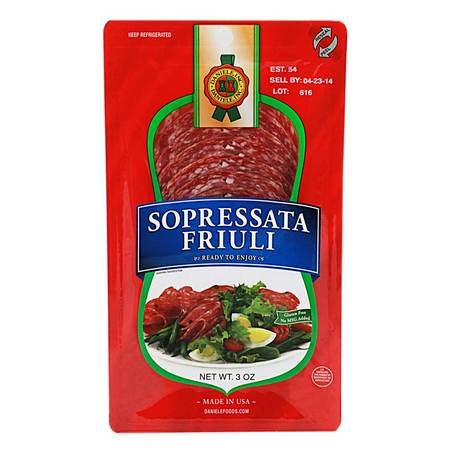 Wholesale Del Duca Sliced Sweet Soppressata | 3 oz- Bulk