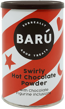 Wholesale Baru Swirly Choc. Powder & Choc. Figurines Canister 8.8 Oz.- Bulk