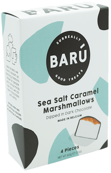 Wholesale Baru 4 piece Individually Wrapped Marshmallows in Dark Chocolate with Sea Salt & Caramel in box 2.14 OZ- Bulk