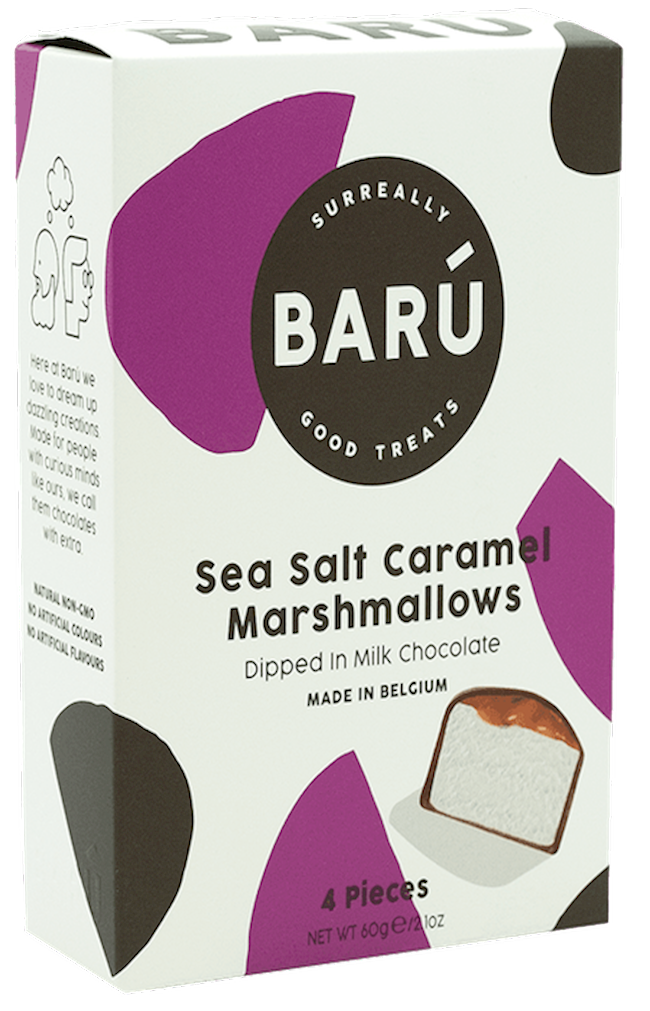 Wholesale Baru 4-piece, Individually Wrapped Marshmallows in Milk Chocolate with Sea Salt Caramel 2.14 OZ- Bulk