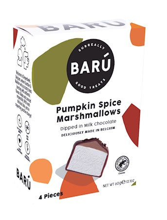 Wholesale Baru 4pc. Individually wrapped Marshmallows in Milk Chocolate with Pumpkin Spice Latte in box 2.14 oz- Bulk