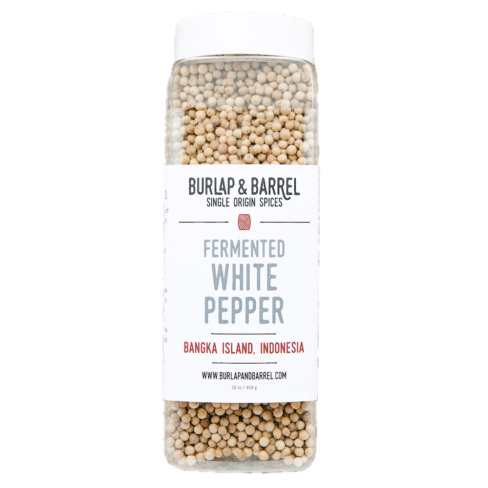 Wholesale Burlap & Barrel Whole Fermented White Peppercorns 16oz- Bulk