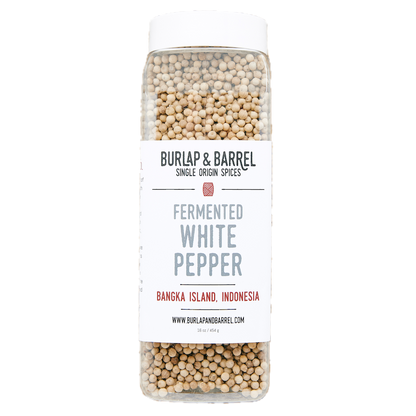 Wholesale Burlap & Barrel Whole Fermented White Peppercorns 16oz- Bulk
