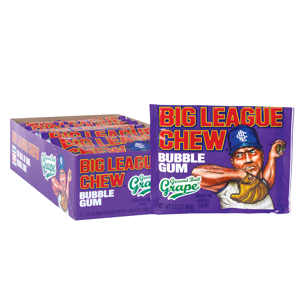 Wholesale Big League Chew Ground Ball Grape Bubblegum 2.12 Oz Pouch- Bulk