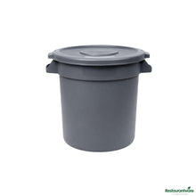 Wholesale Restaurantware Gray 10 Gal Plastic Trash Can and Lid - 18.3" X 15.7" X 17.3"- Bulk