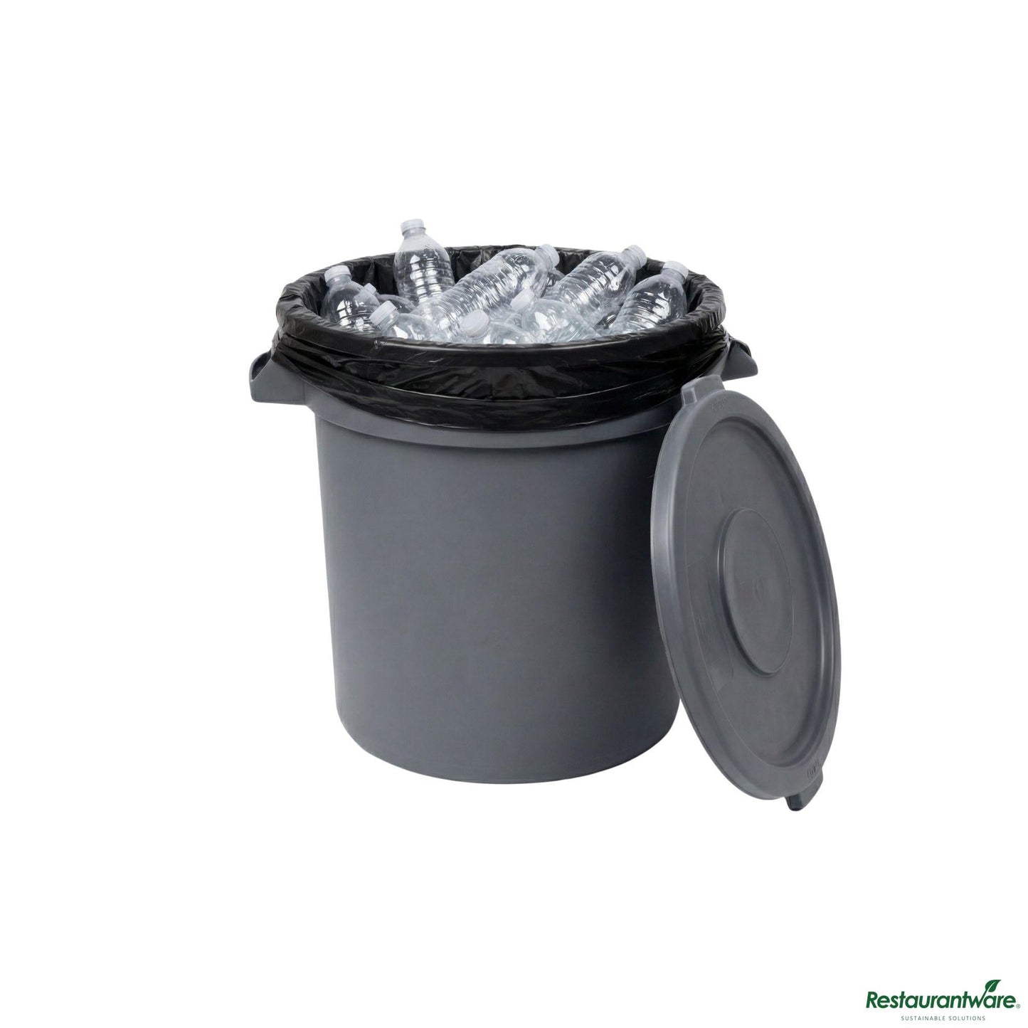 Wholesale Restaurantware Gray 10 Gal Plastic Trash Can and Lid - 18.3" X 15.7" X 17.3"- Bulk