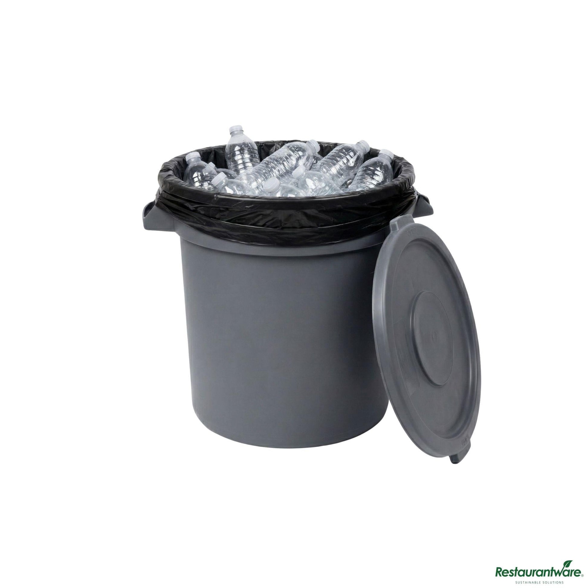 Wholesale Restaurantware Gray 10 Gal Plastic Trash Can and Lid - 18.3" X 15.7" X 17.3"- Bulk