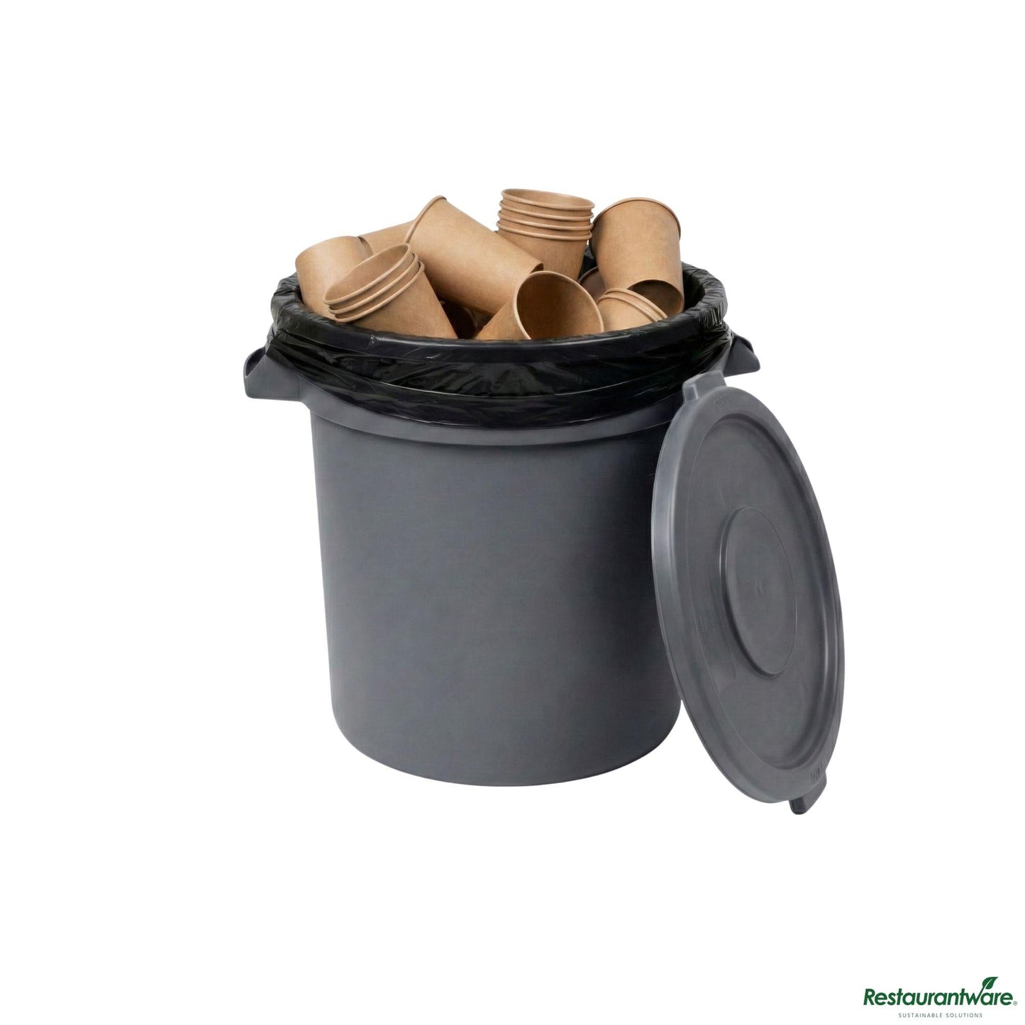 Wholesale Restaurantware Gray 10 Gal Plastic Trash Can and Lid - 18.3" X 15.7" X 17.3"- Bulk