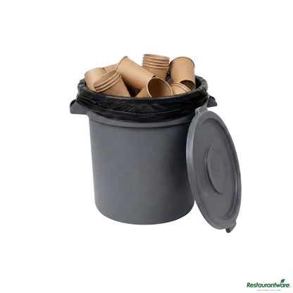 Wholesale Restaurantware Gray 10 Gal Plastic Trash Can and Lid - 18.3" X 15.7" X 17.3"- Bulk