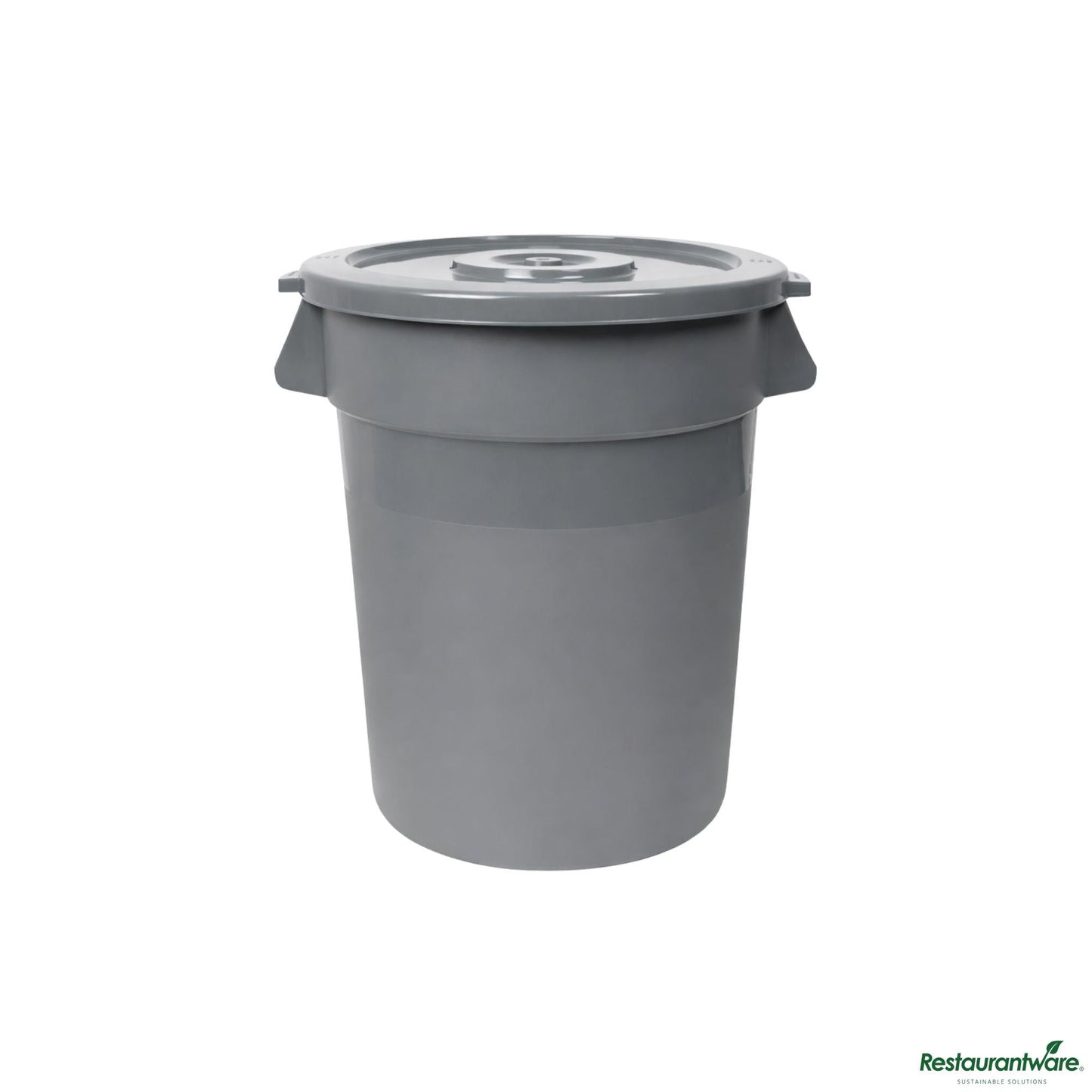 Wholesale Restaurantware Gray 32 Gal Plastic Trash Can and Lid - 25" X 22" X 27.4"- Bulk