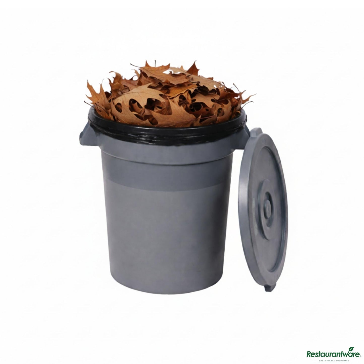 Wholesale Restaurantware Gray 32 Gal Plastic Trash Can and Lid - 25" X 22" X 27.4"- Bulk