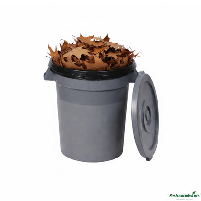 Wholesale Restaurantware Gray 32 Gal Plastic Trash Can and Lid - 25" X 22" X 27.4"- Bulk