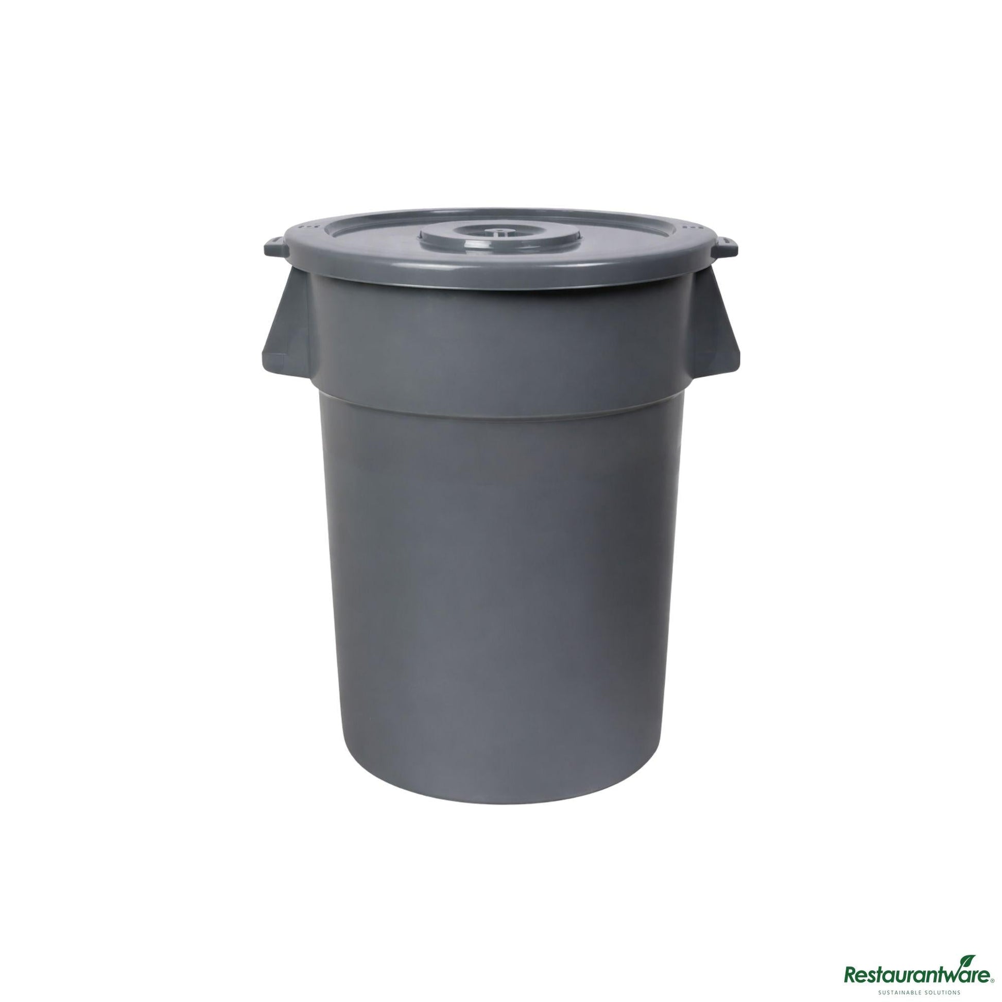 Wholesale Restaurantware Gray 44 Gal Plastic Trash Can and Lid - 27.6" X 23.8" X 31.1"- Bulk