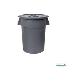 Wholesale Restaurantware Gray 44 Gal Plastic Trash Can and Lid - 27.6" X 23.8" X 31.1"- Bulk