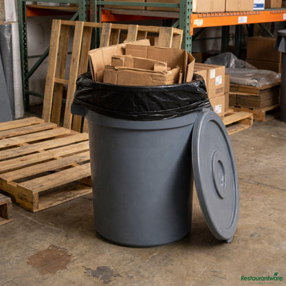 Wholesale Restaurantware Gray 44 Gal Plastic Trash Can and Lid - 27.6" X 23.8" X 31.1"- Bulk